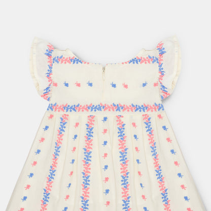 Flutter Sleeve Dress - PINK BLUE
