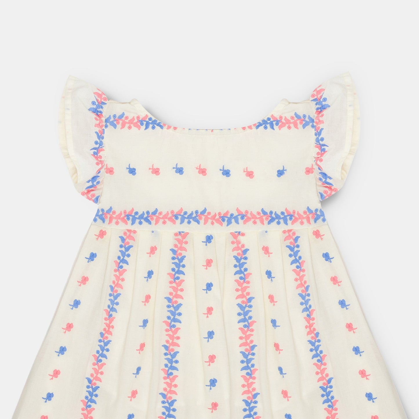 Flutter Sleeve Dress - PINK BLUE