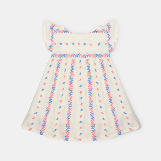 Flutter Sleeve Dress - PINK BLUE