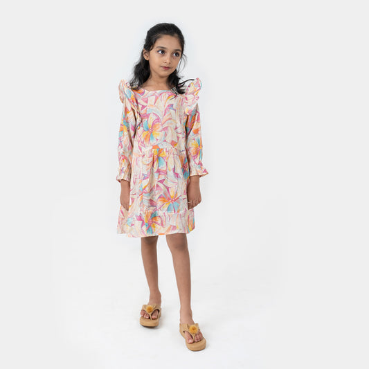 Multicolored Floral Gathered Frock